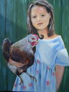 Meisje met kip 60X80 (te koop)